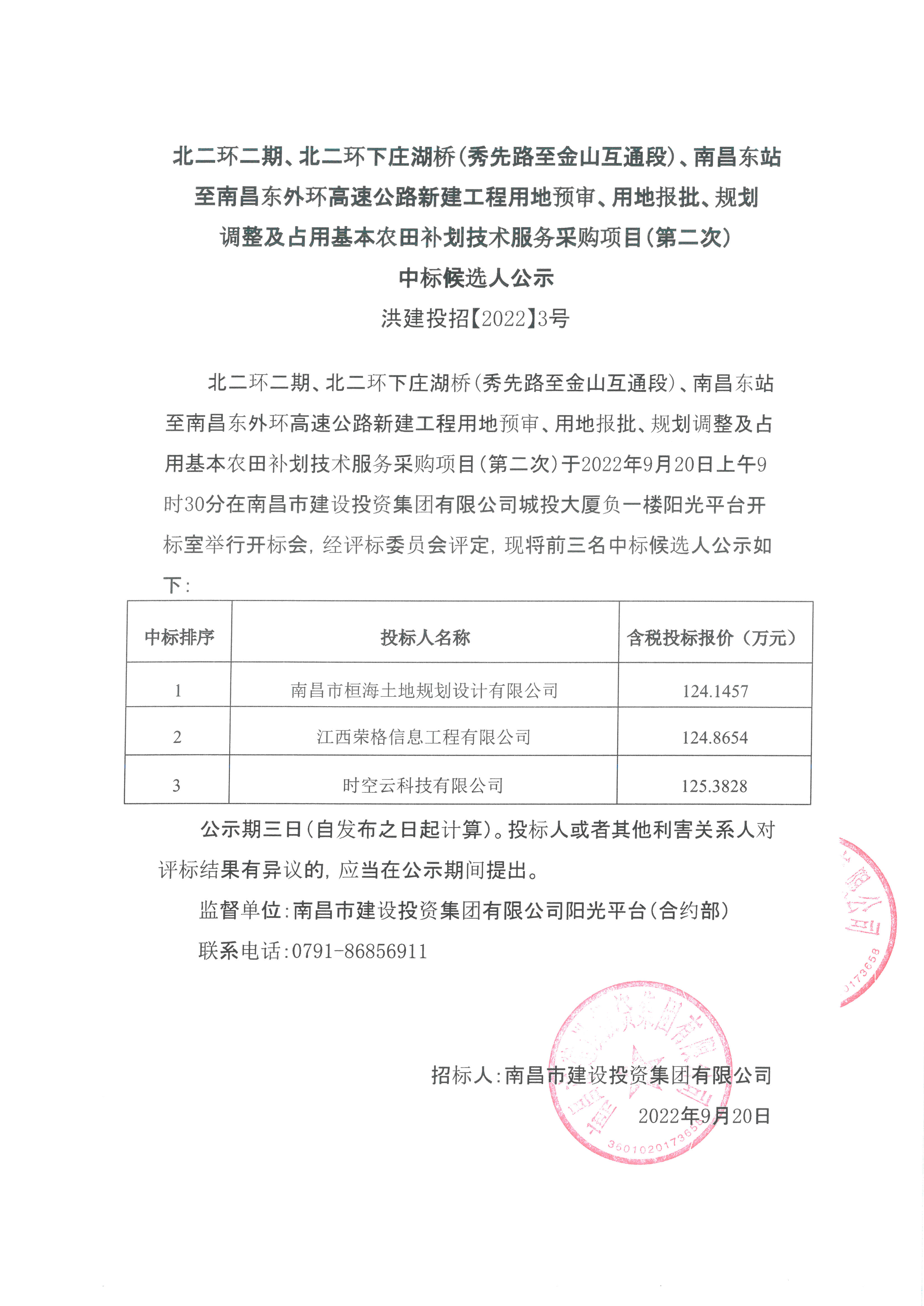 北二环二期、北二环下庄湖桥（秀先路至金山互通段）、南昌东站至南昌东外环高速公路新建工程用地预审、用地报批、妄想调解及占用基本农田补划手艺服务采购项目（第二次）中标候选人公示_w66国际app